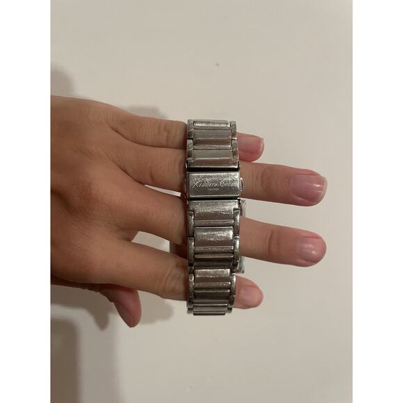 Kenneth Cole Men's Square Shape Silver Black Strap Dress Watch- Needs New Batte - Picture 5 of 5